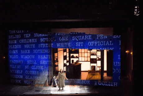 Projection design on set of Where Words Once Were at The Kennedy Center. Photo courtesy of Patrick Lord.