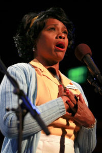Karen Malina White as Camae in L.A. Theatre Works' The Mountaintop. Photo by Kirk Richard Smith.