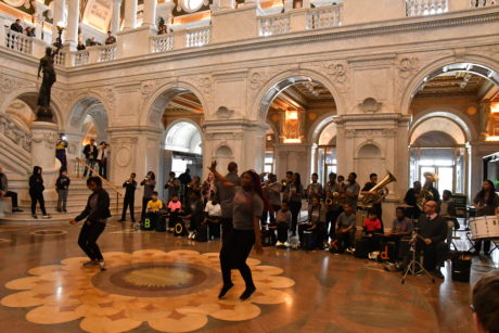 Members of the BSO's OrchKids perform at the Library of Congress on April 7th, 2018. Photo by Devon Maloney.
