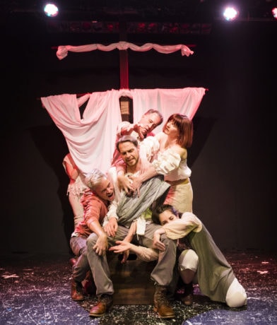 Grant Cloyd (center), Dave Gamble, Jennifer J. Hopkins, Jenna Berk, and Jon Reynolds (clockwise from top) in Pericles. Photo by Mark Williams Hoelscher.