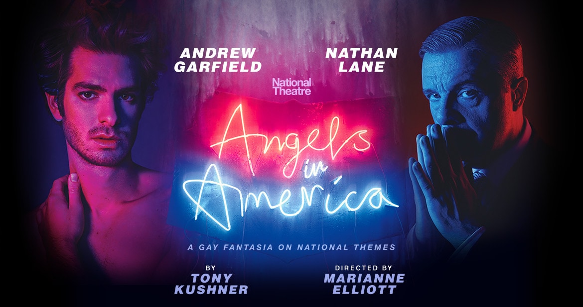 Andrew Garfield and Nathan Lane in a promotional image for Angels in America.