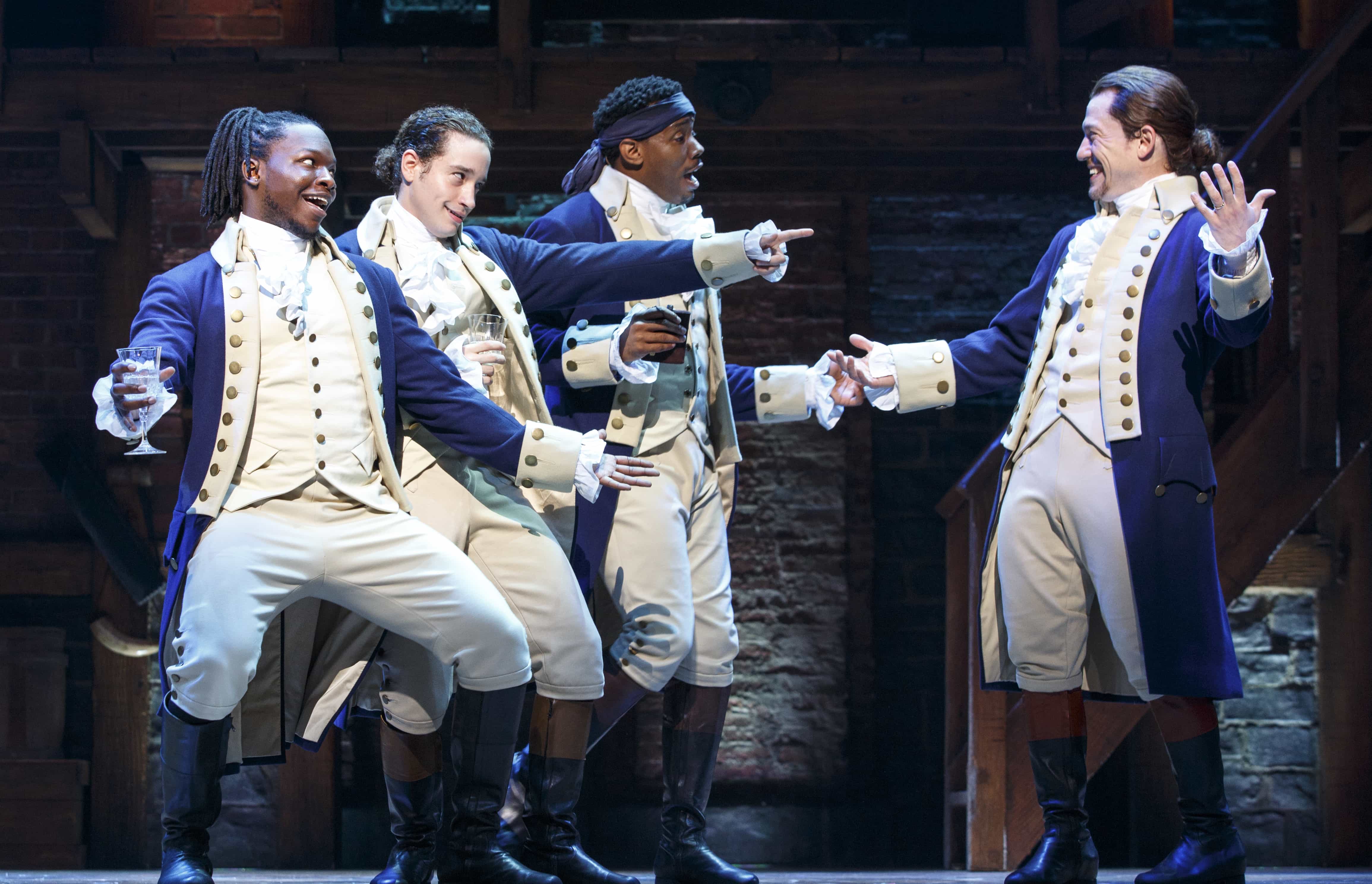 The company of Hamilton (performers may not be those performing in Washington, DC). Photo by Joan Marcus.