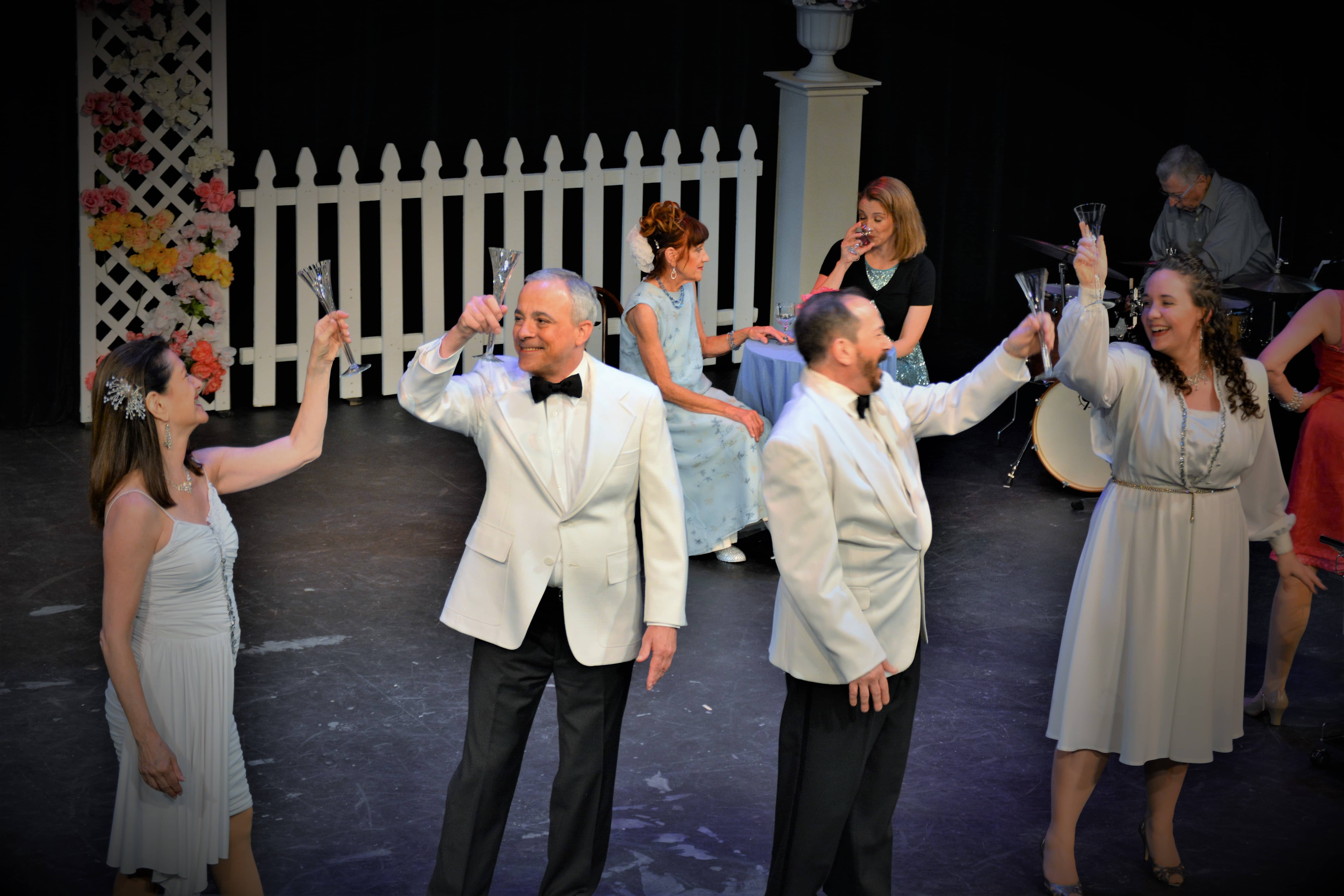 The cast of Bethesda Little Theater's A Swellegant, Elegant Party. Photo courtesy of Cathy McCoskey.