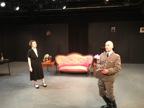 Margherita Sarfatti (Emily Canavan) and Major Klemmer (James McDaniel) in Margherita, now playing at the Greenbelt Arts Center. Photo by Sam Simon.