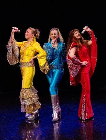 Coby Kay Callahan, Heather Marie Beck and Tess Rohan in Mamma Mia! at Toby’s Dinner Theatre. Photo by Jeri Tidwell Photography.