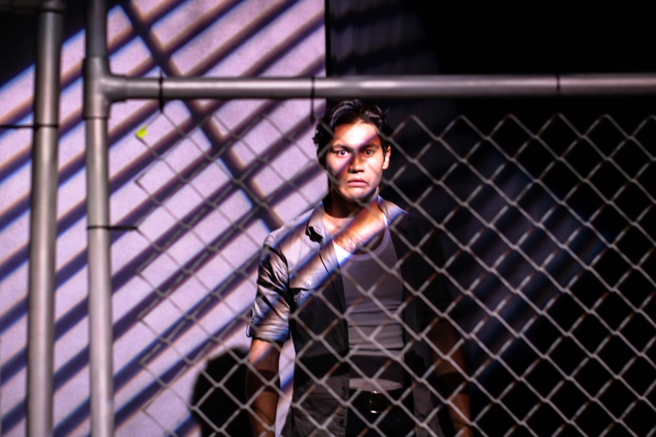 Cristian Linares in Convergence Theatre's Guerrilla Theater Works 3: A New Nation, now playing at the Anacostia Arts Center. Photo by Ethan Malamud.
