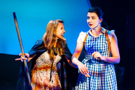 Suzy Alden (Witch of the North) and Emily Whitworth (Dorothy) in Synetic Theater's production of The Wonderful Wizard of Oz. Photo by Johnny Shryock.