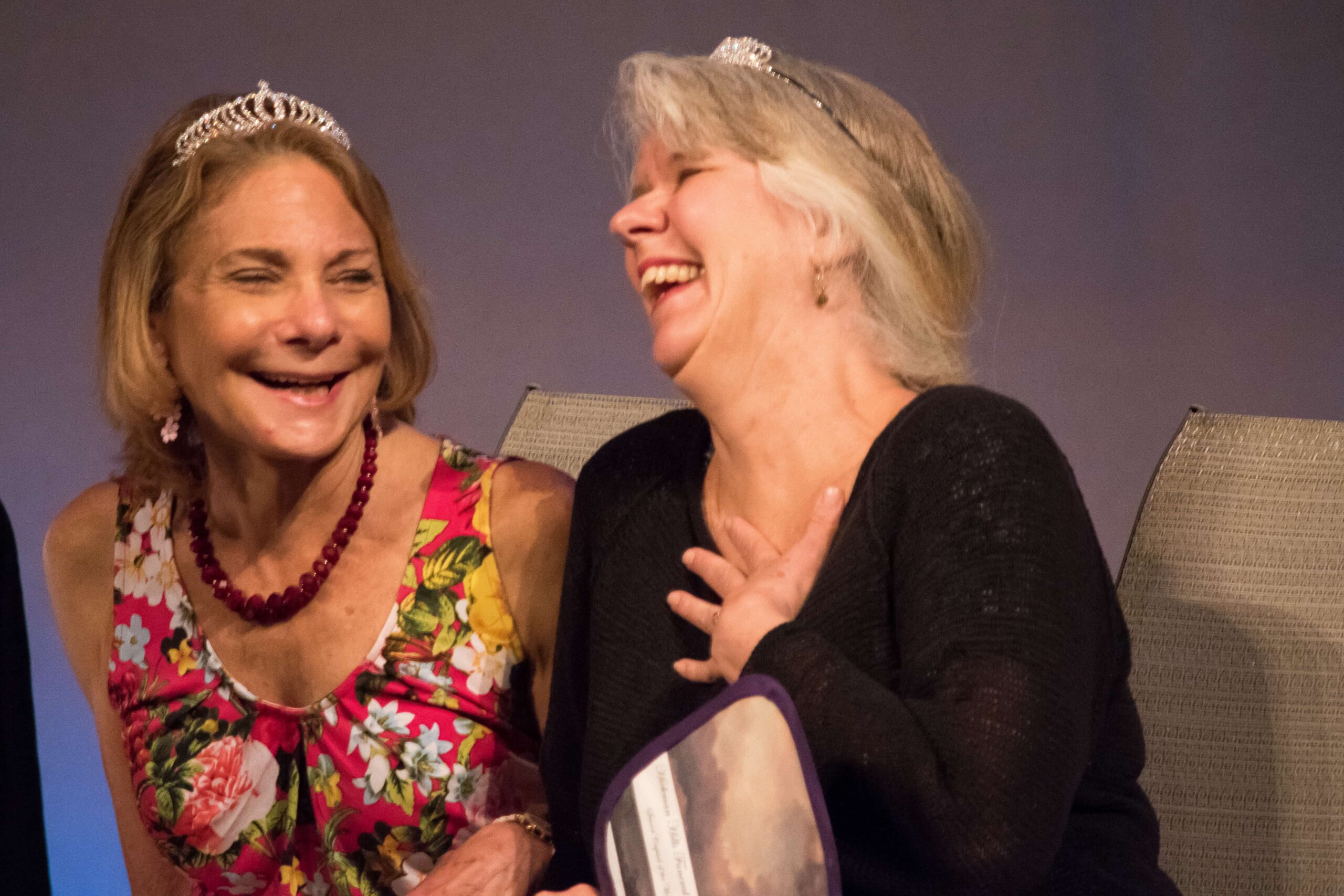 Carole Preston and Jill Vanderweit in The Glitter Girls at Upcounty Theatre. Photo by Bruce Rosenberg.
