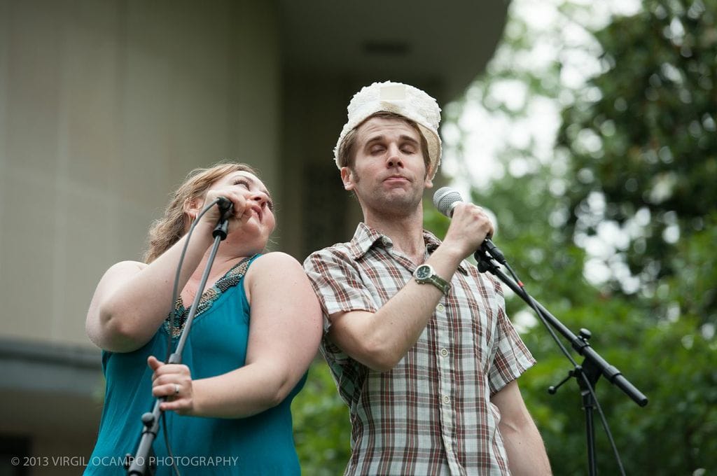 Tracy Olivera and Evan Casey perform at a past Beltway Barks event.