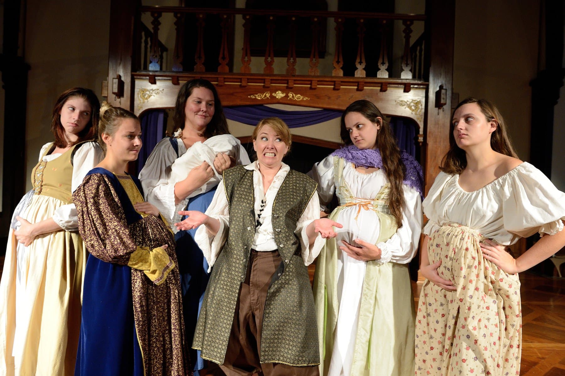 The all-female/non-binary cast of A Chaste Maid in Cheapside. Photo by Will Kirk.
