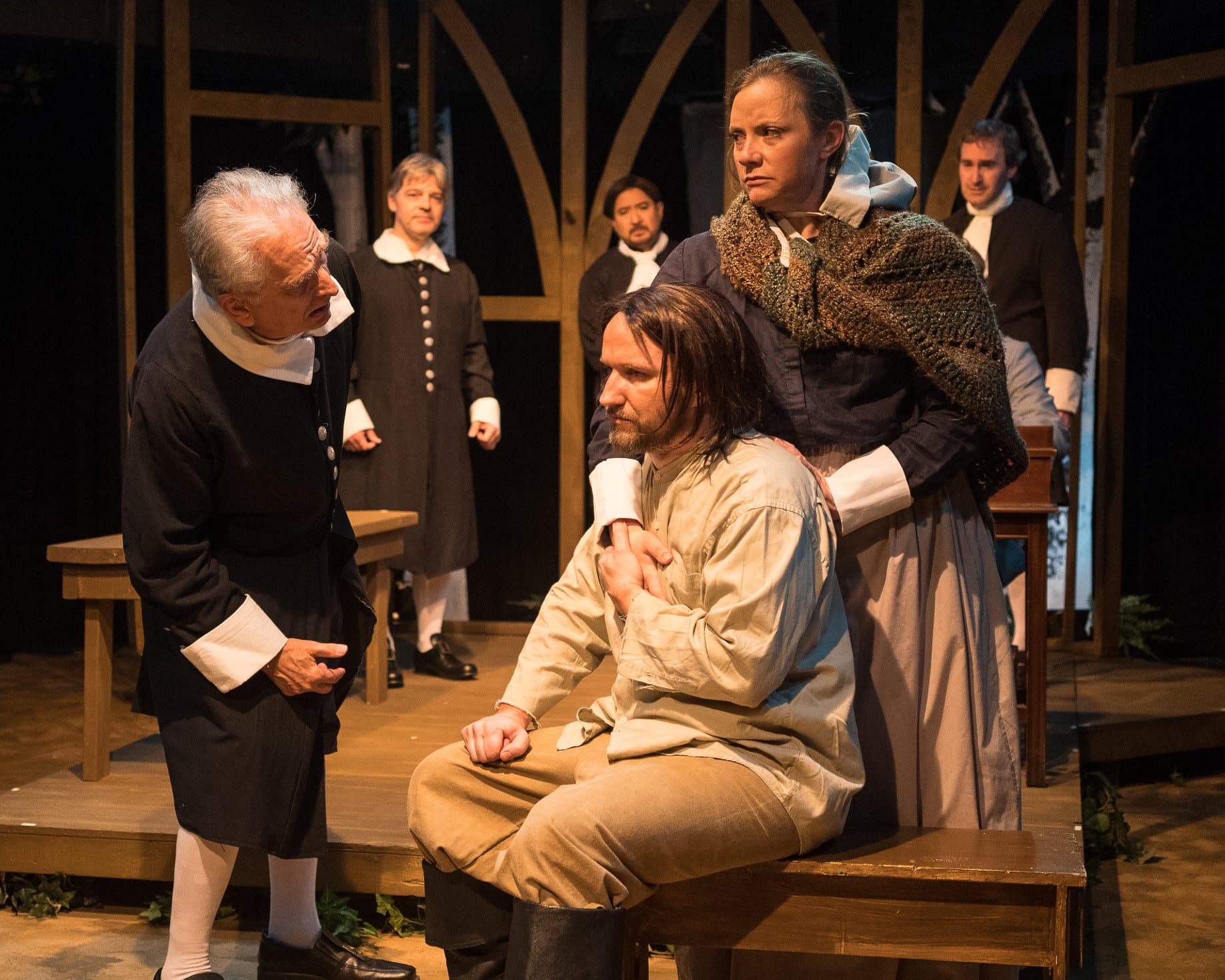 The cast of The Crucible, now playing at Silver Spring Stage. Photo by Harvey Levine.