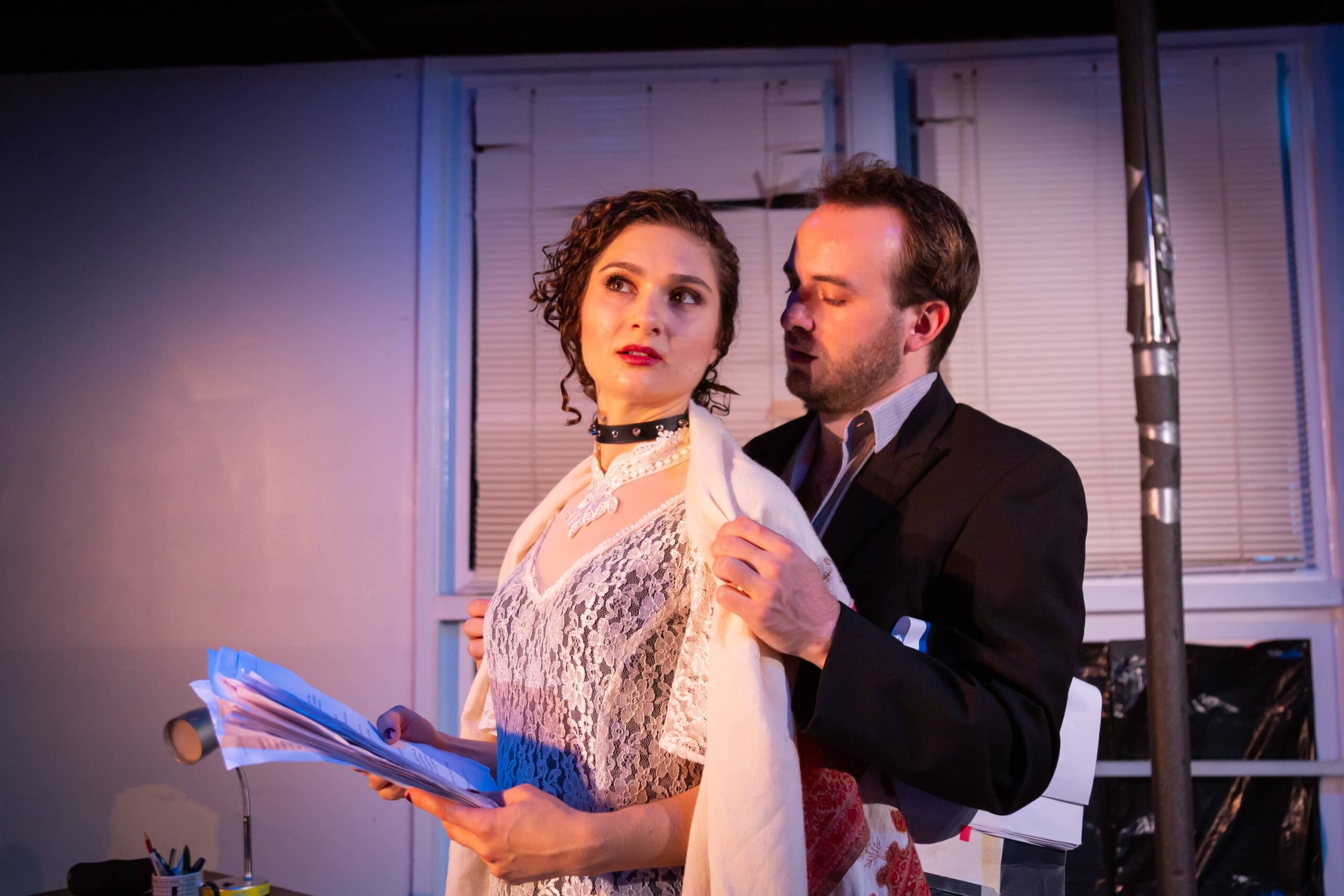 Anna DiGiovanni as Vanda and Scott Ward Abernethy as Thomas in Venus in Fur, now playing at 4615 Theatre Company. Photo by Ryan Maxwell Photography.