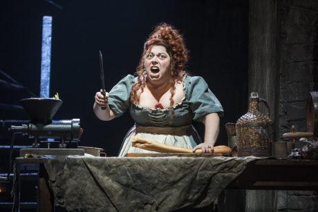 Allison Guinn as Madame Thenardier in Les Misérables at the Hippodrome Theatre. Photo by Matthew Murphy.