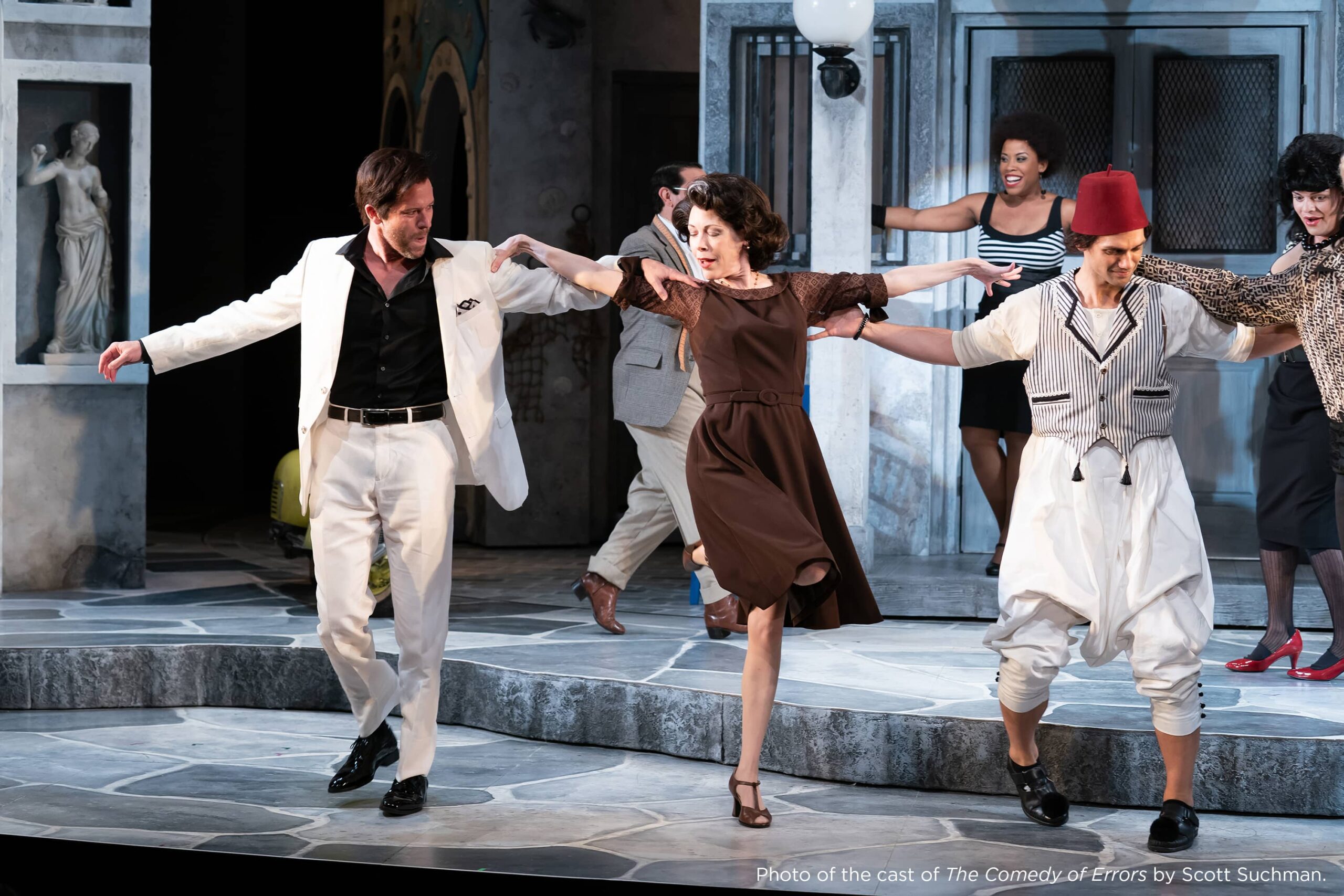 The cast of The Comedy of Errors, now playing at the Shakespeare Theatre Company. Photo by Scott Suchman.