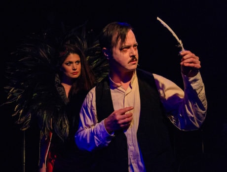 Mary Kate Brouillet as the Whore and Stephen Gregory Smith as Edgar Allan Poe in Nevermore. Photo Credit: Keith Waters/Kx Photography.