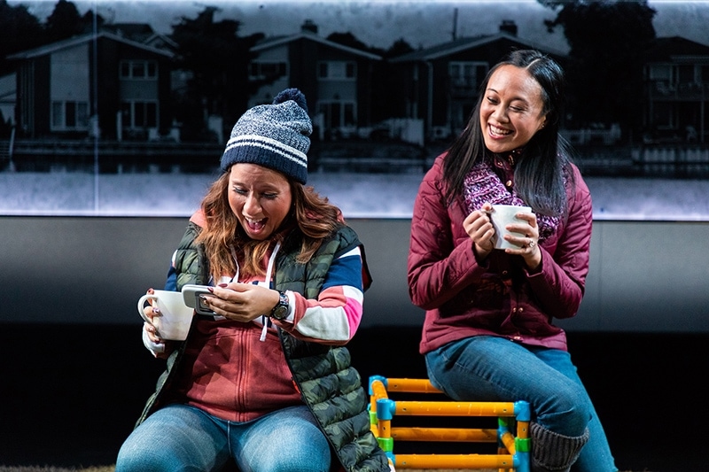 Dina Thomas and Emjoy Gavino in Cry It Out, now playing at Studio Theatre. Photo by Daniel Corey.