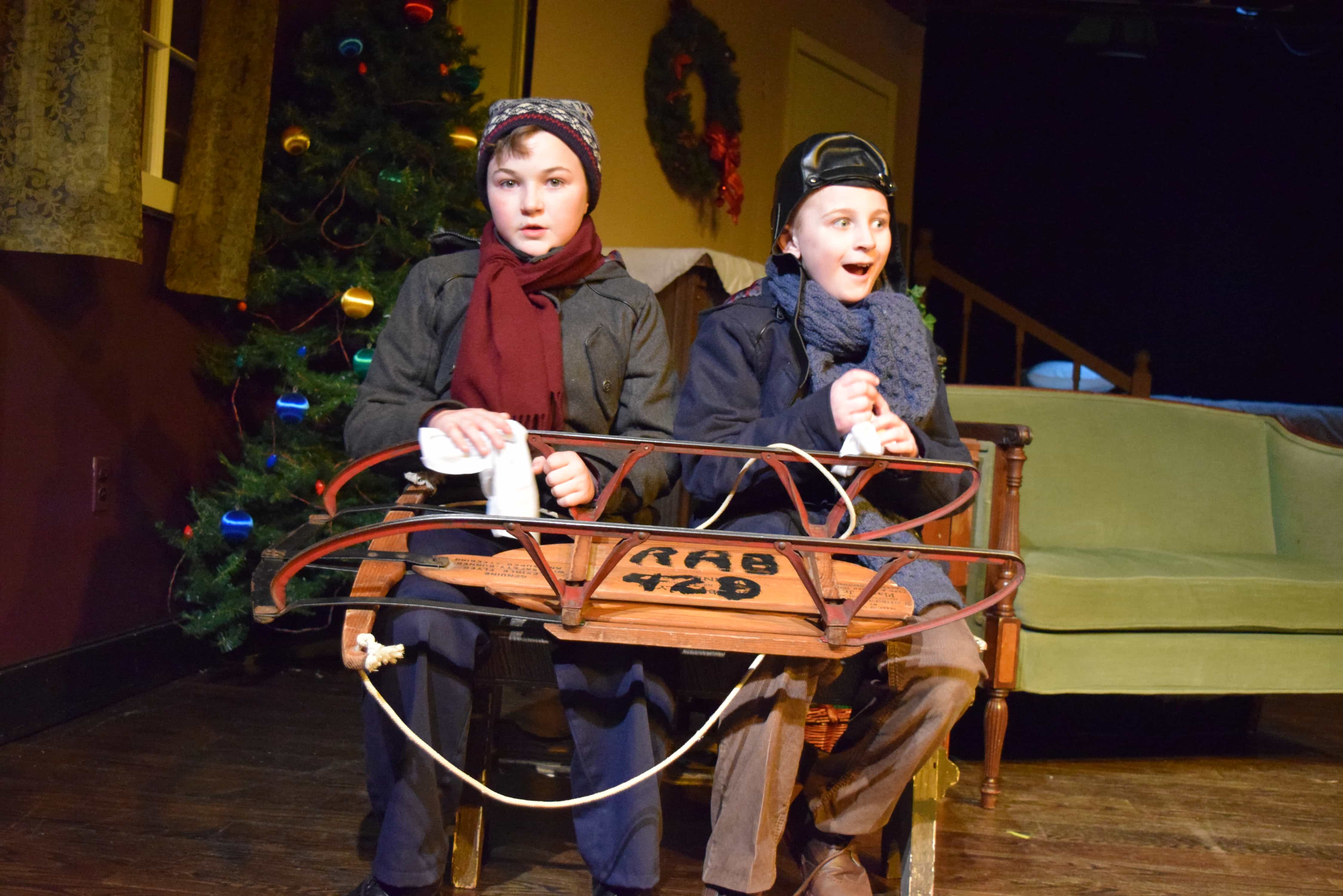 A Christmas Story, presented by Rockville Little Theatre, plays through December 9 at the Arts Barn in Gaithersburg. Photo by Aaron Skolnik.