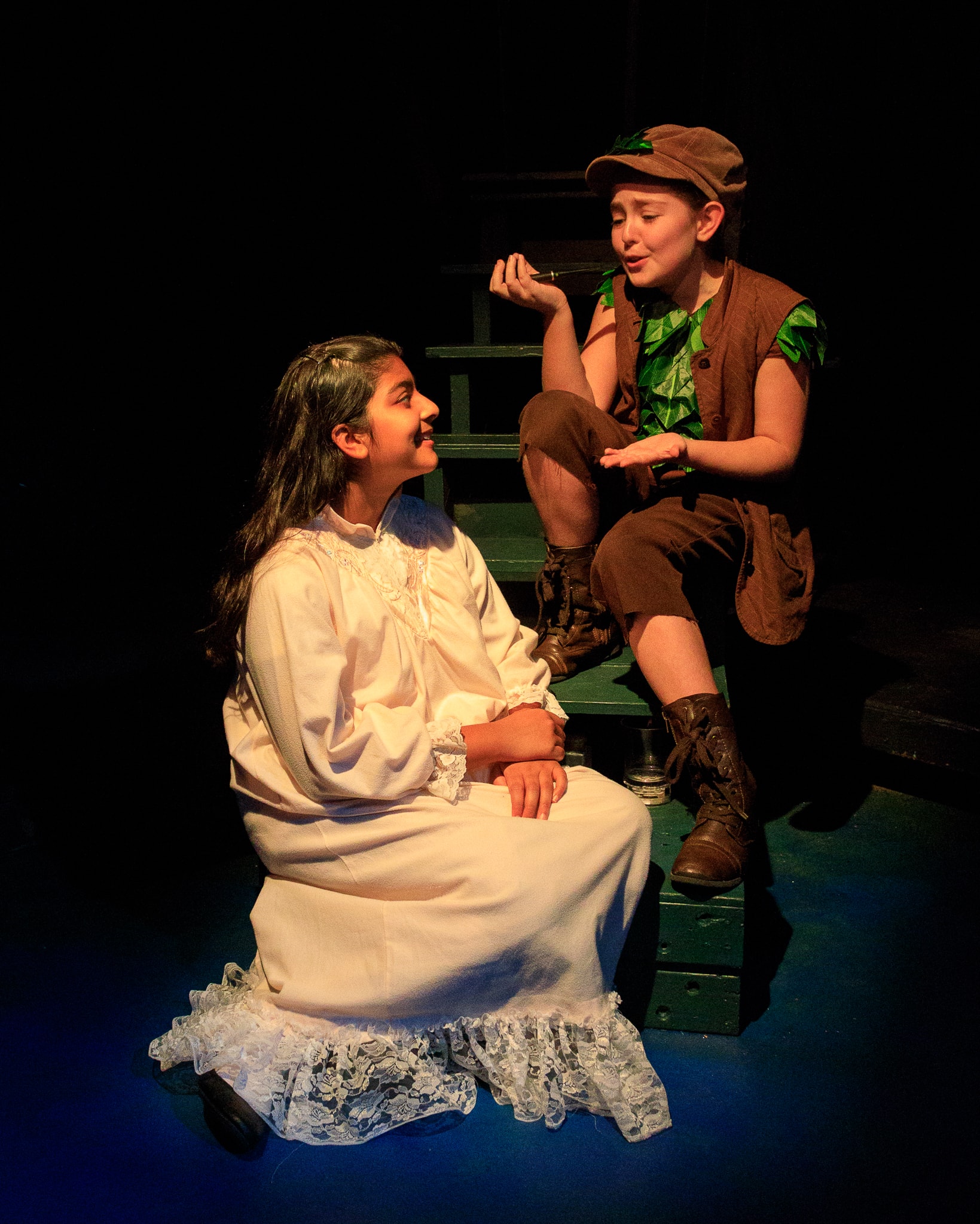 Aashna Kapur as Wendy and Gabriela Simmons Robles as Peter Pan. Photo Credit: Keith Waters/Kx Photography.