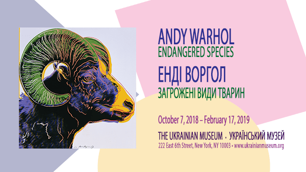 Andy Warhol: Endangered Species promotional image, Andy Warhol’s Bighorn Ram. © The Andy Warhol Foundation for the Visual Arts, Inc./Artists Rights Society (ARS).