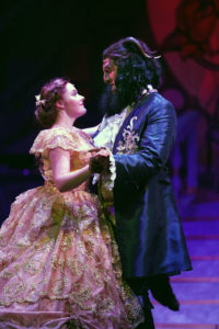 Nicki Elledge as Belle and Wyn Delano as Beast. Photo courtesy of Riverside Center for the Performing Arts
