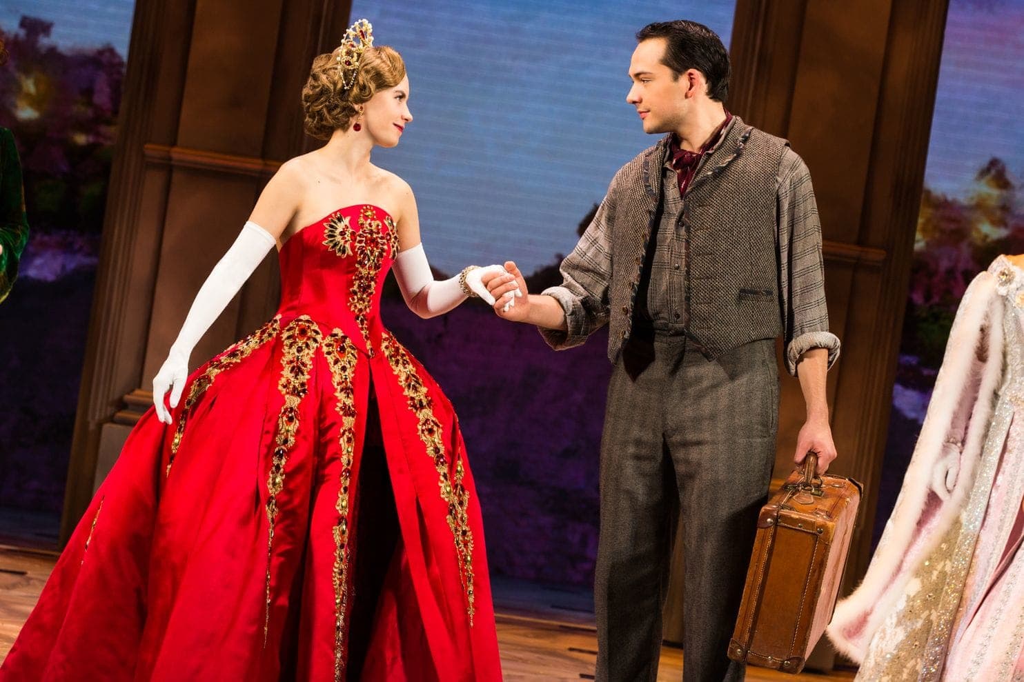 Lila Coogan (Anya) and Stephen Brower (Dmitry) in the national tour of 'Anastasia.' Photo by Evan Zimmerman.