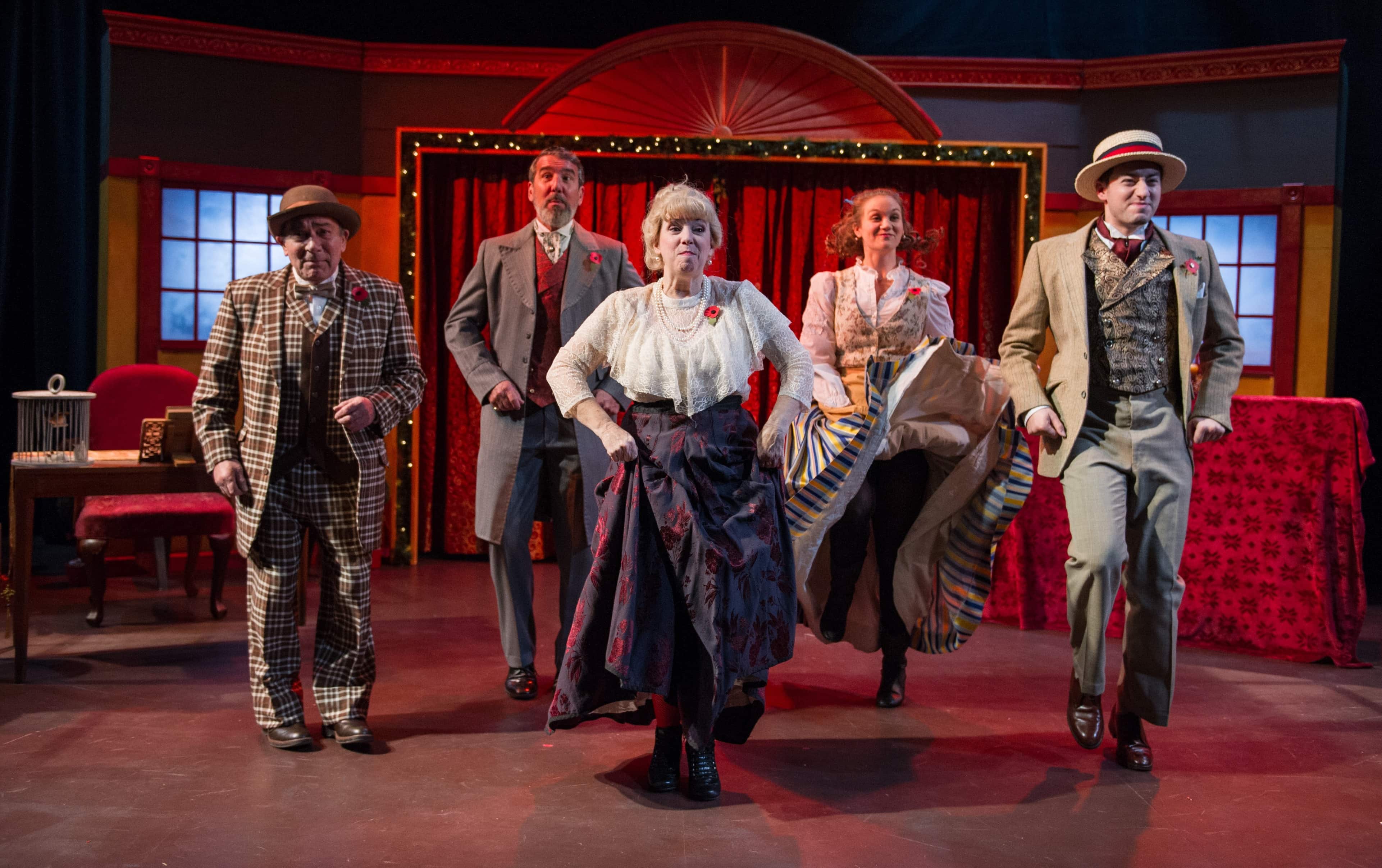 The cast of Christmas at the Old Bull & Bush, now playing at MetroStage. Photo by C. Stanley Photography.