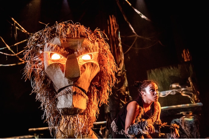 Cat (Sharisse Taylor) and the Lion in My Father’s Dragon at Synetic Theater. Photo by Johnny Shryock.