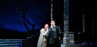 Maeve Höglund as Lucia and Yi Li as Edgardo in Maryland Lyric Opera's production of Lucia di Lammermoor. Photo courtesy of Maryland Lyric Opera.