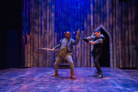 Gerrad Alex Taylor as Harry "Hotspur" Percy and Séamus Miller as Prince Hal in Chesapeake Shakespeare Company's production of 'Henry IV, Part I.' Photo by C. Stanley Photography.