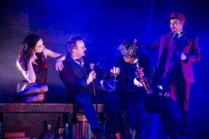 Anna Lynch, Scott Ward Abernethy, Louis E. Davis, Dallas Tolentino in The Master and Margarita. Photo courtesy of Constellation Theatre Company.