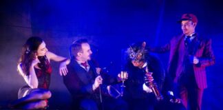 Anna Lynch, Scott Ward Abernethy, Louis E. Davis, Dallas Tolentino in The Master and Margarita. Photo courtesy of Constellation Theatre Company.