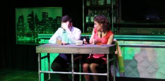 Nicholas Cox (Aaron) and Katherine Worley (Casey) in First Date by Other Voices Theatre. Photo by James Meech.