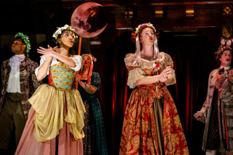 Christopher Dinolfo (second from right) as Edward Kynaston, performs with The King's Company in 'Nell Gwynn.' Photo by Brittany Diliberto.