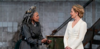 Lizan Mitchell as Margaret of Anjou and Robynn Rodriguez as Queen Elizabeth in Shakespeare Theatre Company's production of 'Richard the Third.' Photo by Scott Suchman.