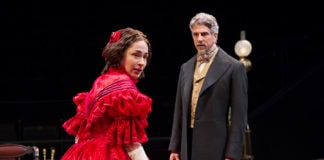 Laura C. Harris as Catherine Sloper and James Whalen as Dr. Austin Sloper in The Heiress at Arena Stage. Photo by C. Stanley Photography.