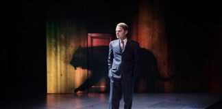 Christopher Geary as Vladimir Putin in the world premiere of Kleptocracy at Arena Stage. Set design by Misha Kachman. Photo by C. Stanley Photography.