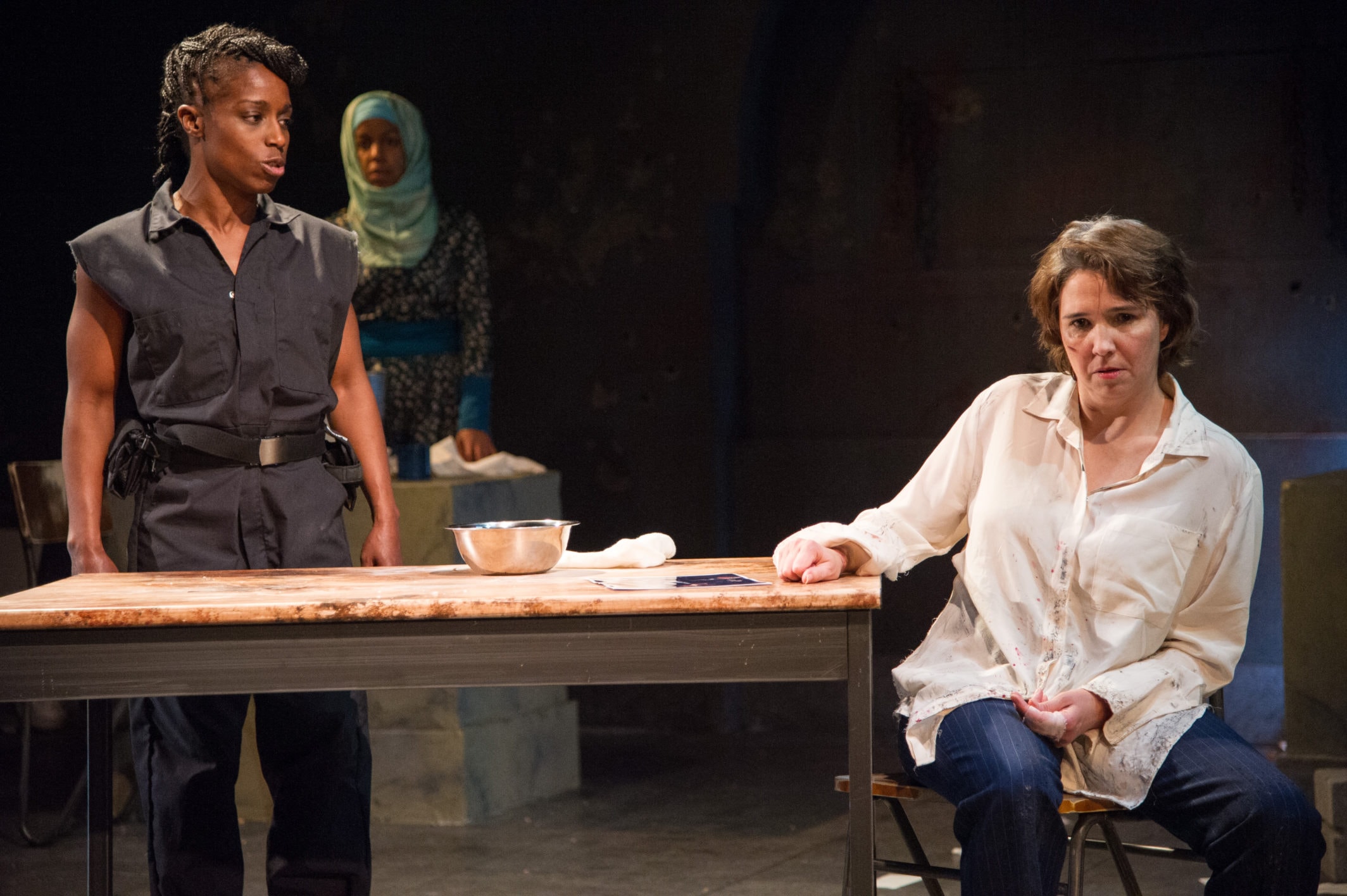 Felicia Curry, Yesenia Iglesias, and Holly Twyford in 'Masterpieces of the Oral and Intangible Heritage of Humanity' at Signature Theatre. Photo by C. Stanley Photography.