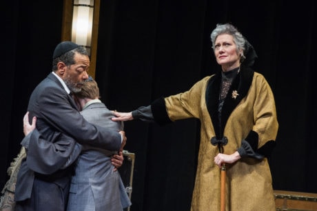 Frank X, Christopher Warren and Valerie Leonard in Theater J’s production of 'The Jewish Queen Lear,' playing at Georgetown University’s Davis Performing Arts Center through April 7. Photo by C. Stanley Photography.