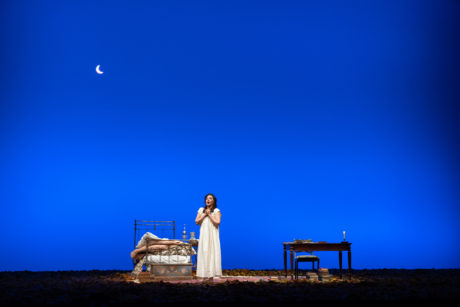 Tatiana (Anna Nechaeva) sings of love in WNO's production of Eugene Onegin. Photo by Scott Suchman.
