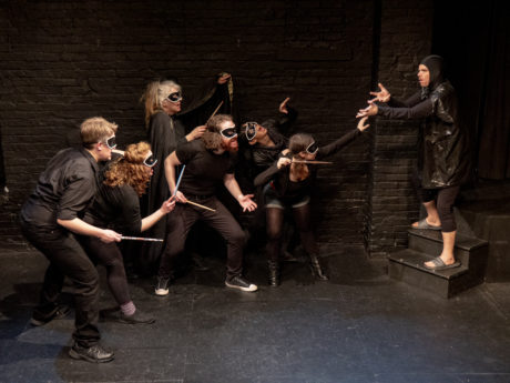 Voldy (Matt Baughman) and the Ensemble of Puffs. Photo courtesy of Cole Pictures. 