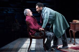 Eric Hissom (JQA/John Adams/Henry Clay) and Joshua David Robinson (JQA/Frederick Douglas/Andrew Jackson) in 'JQA' at Arena Stage. Photo by C. Stanley Photography.