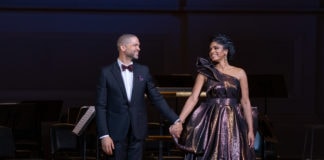 Jason Moran and Alicia Hall Moran at the March 30, 2019 Carnegie Hall performance of 'Two Wings: The Music of Black America in Migration.' Photo by Fadi Kheir.
