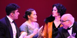 Carrie Kirby (Georgia Hendricks), Shakil Azizi (Aaron Fox), Judy Lewis (Carmen Bernstein) and Bob McGrath (Oscar Shapiro). Photo courtesy of TAP.