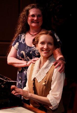 Director Laura Giannarelli with Carol Spring, who plays Myra in Quotidian Theatre's 'Ghost-Writer.' Photo by Steve LaRocque.