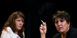 Beth Gilles-Whitehead as Barbara Fordham and Jayne L. Victor as Violet Weston in 'August: Osage County.' Photo by Chip Gertzog.