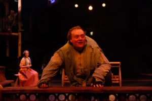 Sam Kobren is Quasimodo in The Hunchback of Notre Dame at Toby's Dinner Theatre. Photo by Jeri Tidwell.