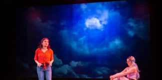 Vanessa Chapoy (Annie) and Emily Whitworth (Althea) in Rorschach Theatre's production of 'Annie Jump and the Library of Heaven.' Photo by Ryan Maxwell Photography.