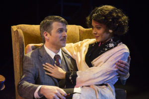 Robbie Gay and Kathryn Tkel in The 39 Steps at Rep Stage Co. Photo by Katie Simmons-Barth.
