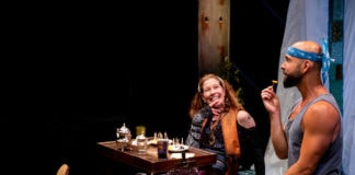 Kate Udall and Wade McCollum in 'A Welcome Guest' at Contemporary American Theater Festival. Photo by Seth Freeman.