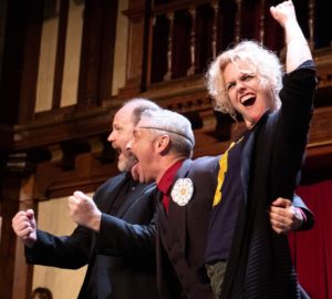Todd Scofield, James Beaman, and Tonya Beckman in Taffety Punk's production of 'Bootleg Shakespeare: Richard III.' Photo by Glenn Ricci.